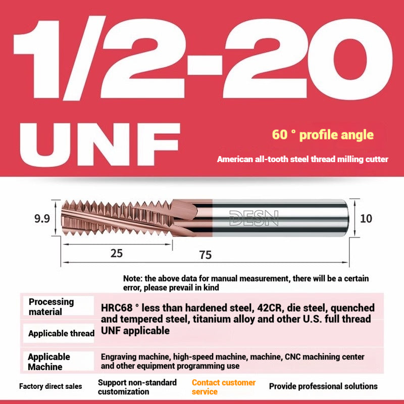 1115-65° high hard tungsten carbide thread milling cutter Long tooth full tooth alloy American thread milling cutter UNC UNF aluminum stainless steel Shandong Denso Pricision Tools Co.,Ltd.
